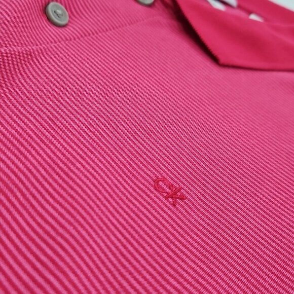 Calvin Klein The Liquid Touch Polo Men's Medium Pink Red Stripe EUC LN Tennis - Picture 10 of 16